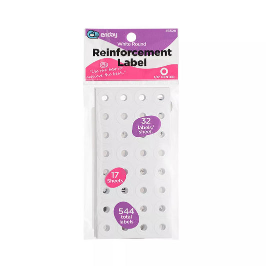 Enday White Reinforcement Label 544 Labels Per Pack