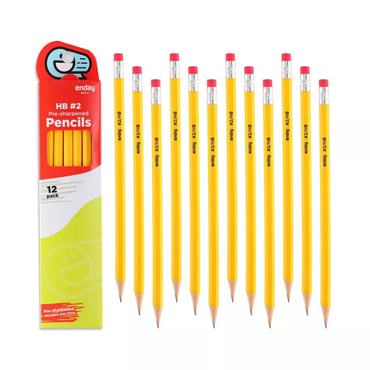 Enday #2 Yellow Pre-Sharpened Pencil, 12 Pack